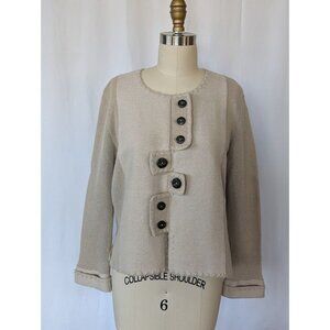 Beyond Threads Sweater Women's Size Medium Cardigan Wool Alpaca Artsy Peru Beige